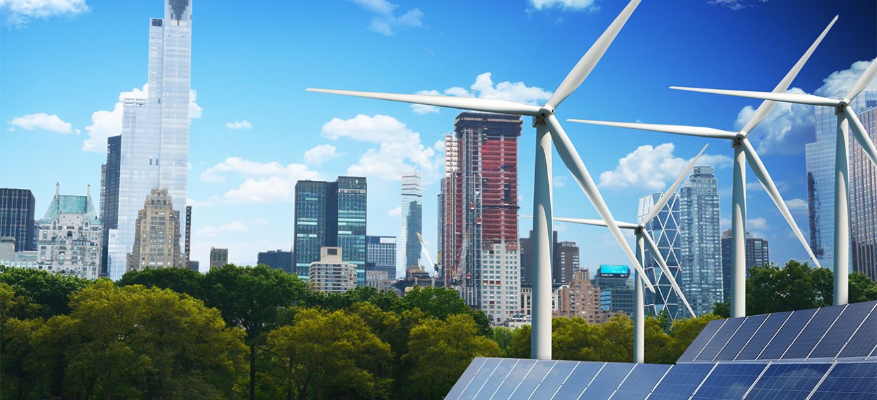 Ciudades que aplican el flujo circular de la economía y usan energías renovables.
