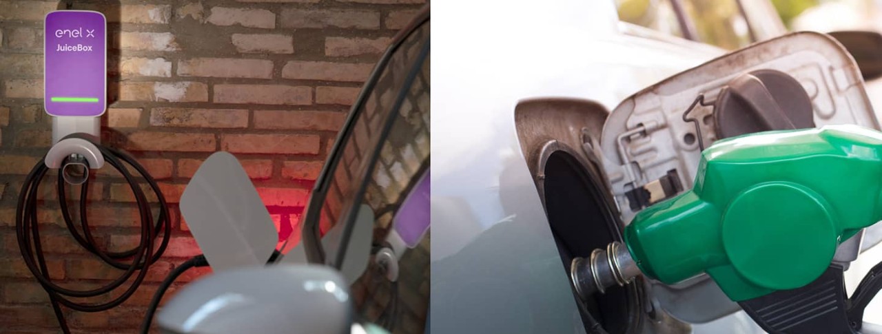 Formas de cargar un carro eléctrico y llenar el tanque de un carro a gasolina