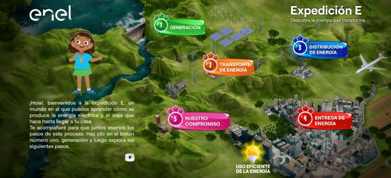 Expedición E, la plataforma interactiva de Enel para aprender el proceso de la energía.