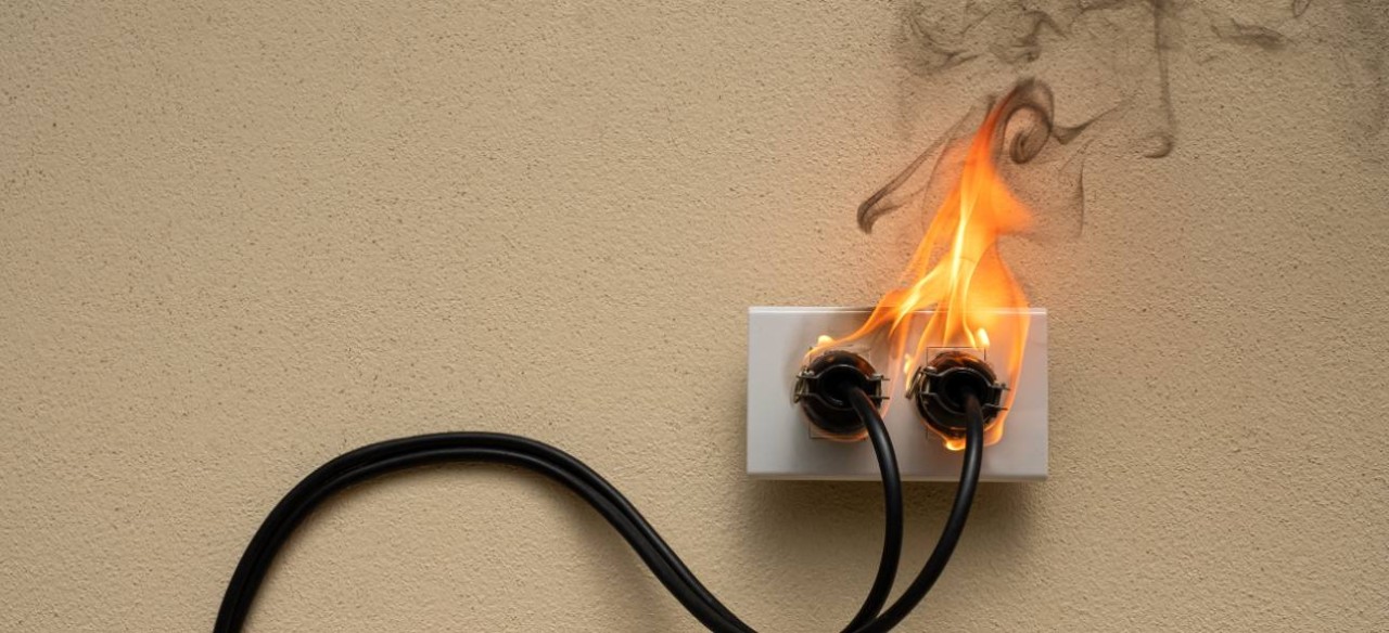  Enchufe incendiándose por conexión irregular asociada al robo de energía eléctrica en Colombia
