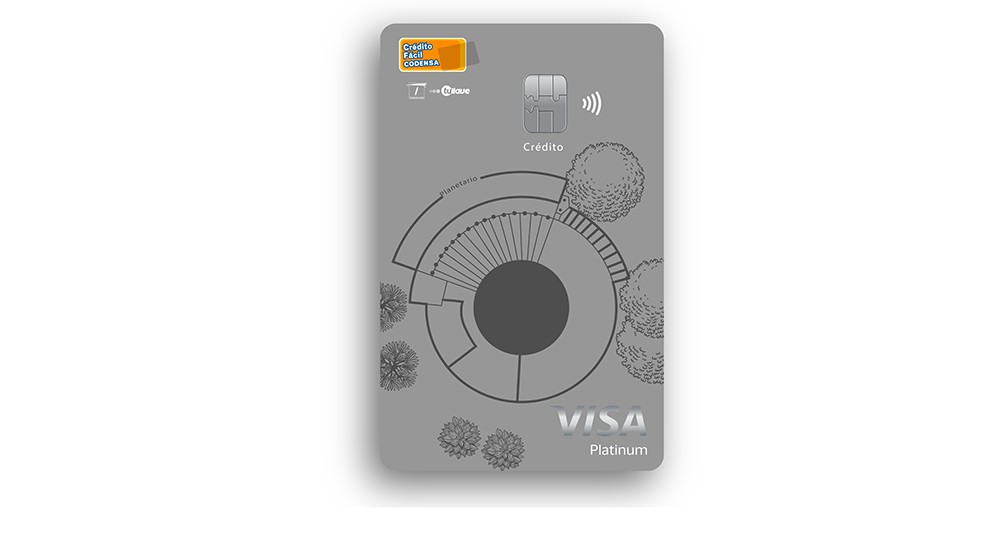 Tarjeta VISA Platinum Crédito Fácil Codensa con ilustración del Planetario.
